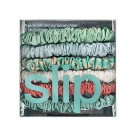 6 pure silk skinny scrunchies - hårelastikker i fin, ren silke