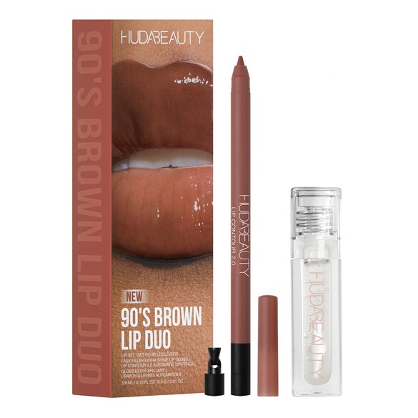 Lip Duo - 90s Brown -  Gloss og læbeblyanter, HUDA BEAUTY