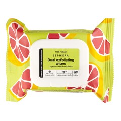Dual Exfoliating Wipes Grapefruit Extract + Fruit Acids, SEPHORA COLLECTION