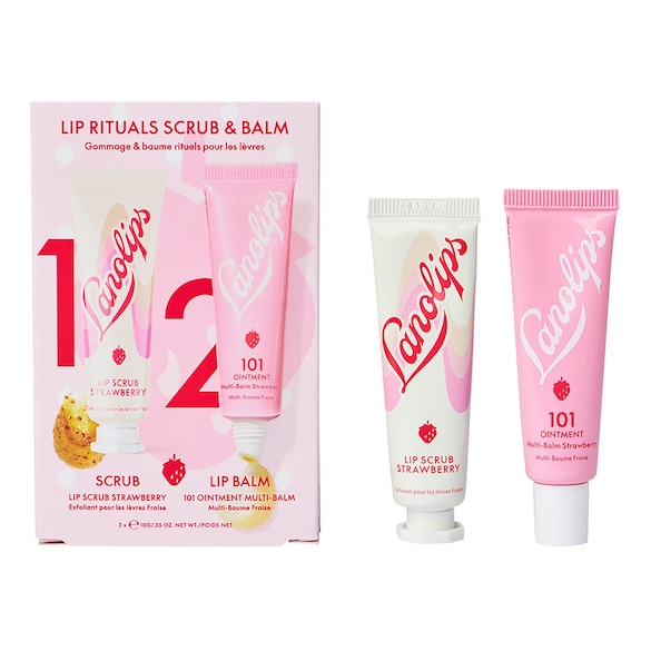 Rituel læbebalsam og scrub med jordbær - læbebalsam og scrub, LANOLIPS