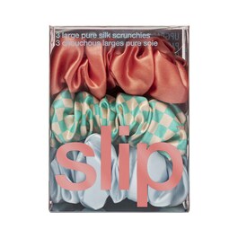 3 pure silk skinny scrunchies - hårelastikker i fin, ren silke, store